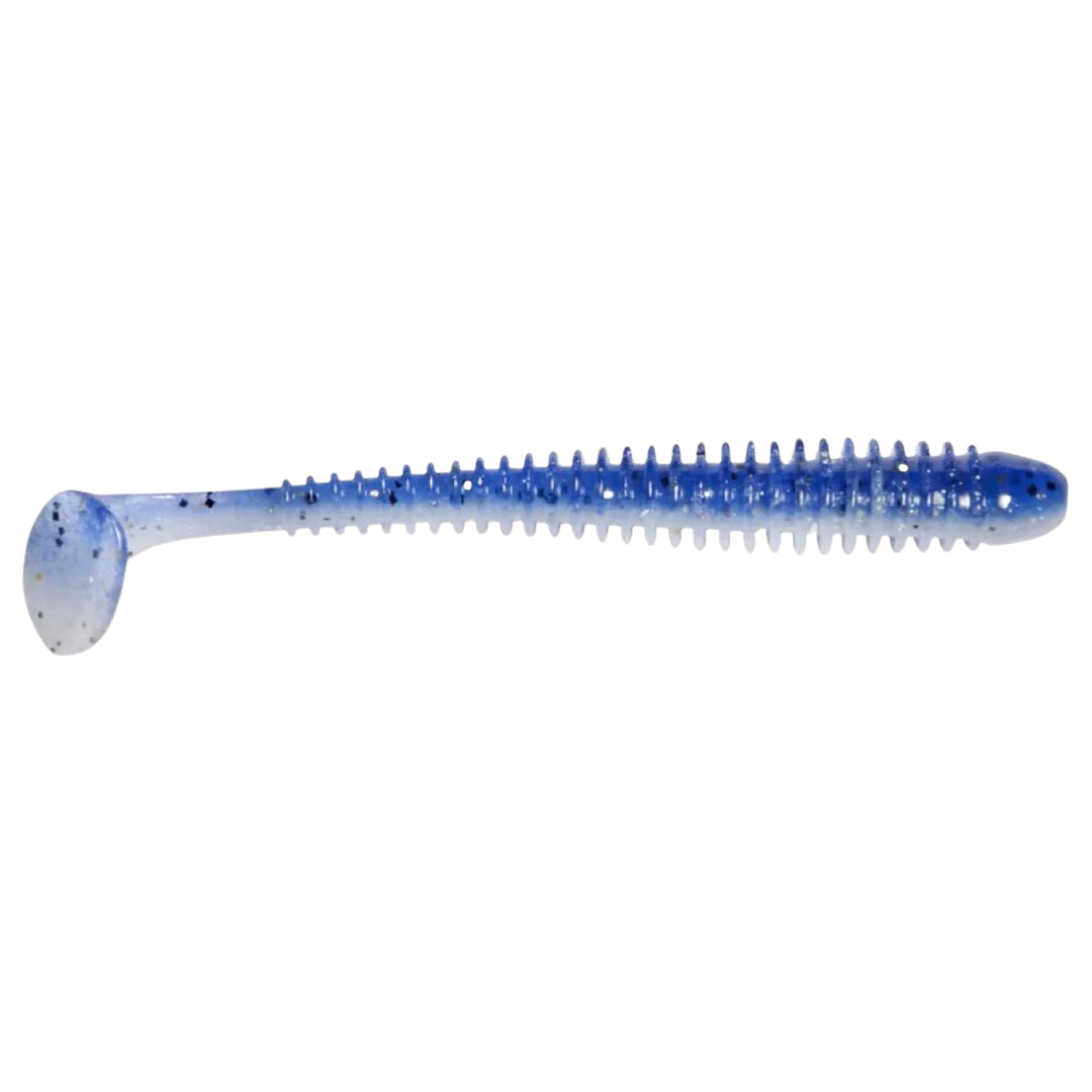 Keitech Swing Impact Jigi 4.5" Blue Ice Shad sivulta, pää oikealla