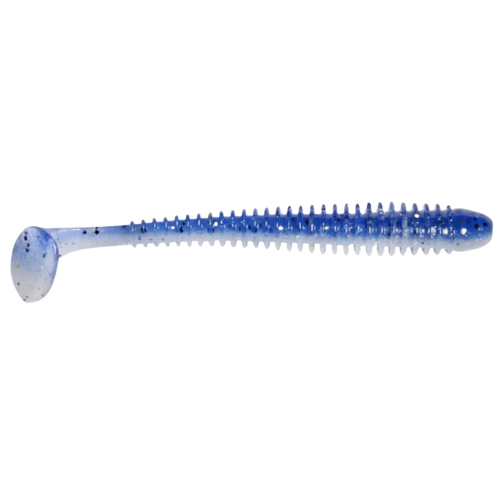 Keitech Swing Impact Jigi 4.5" Blue Ice Shad sivulta, pää oikealla