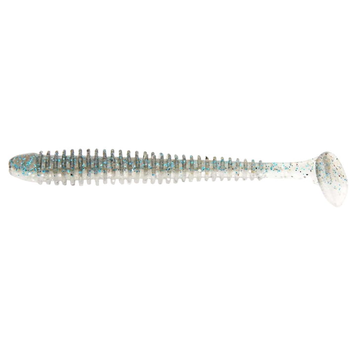 Keitech Swing Impact Jigi 4.5" HASU (Silver Shiner) sivulta, pää vasemmalla