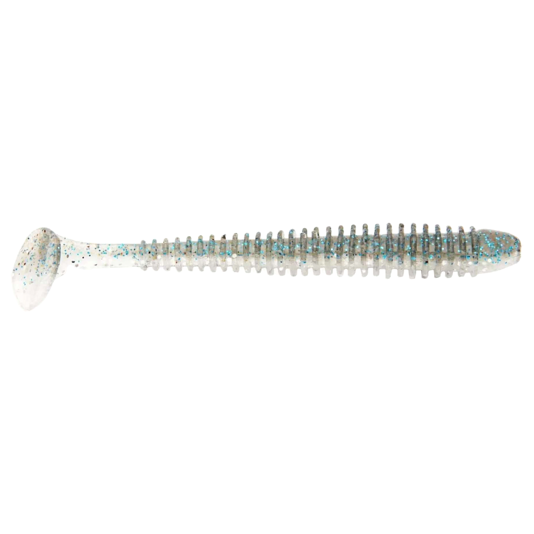 Keitech Swing Impact Jigi 4.5" HASU (Silver Shiner) sivulta, pää oikealla