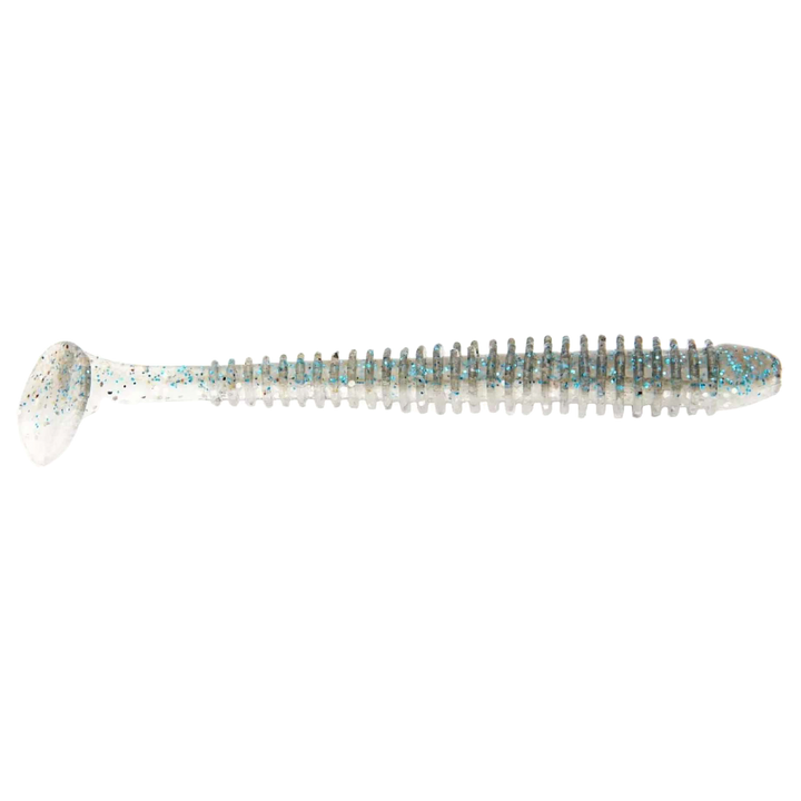 Keitech Swing Impact Jigi 4.5" HASU (Silver Shiner) sivulta, pää oikealla