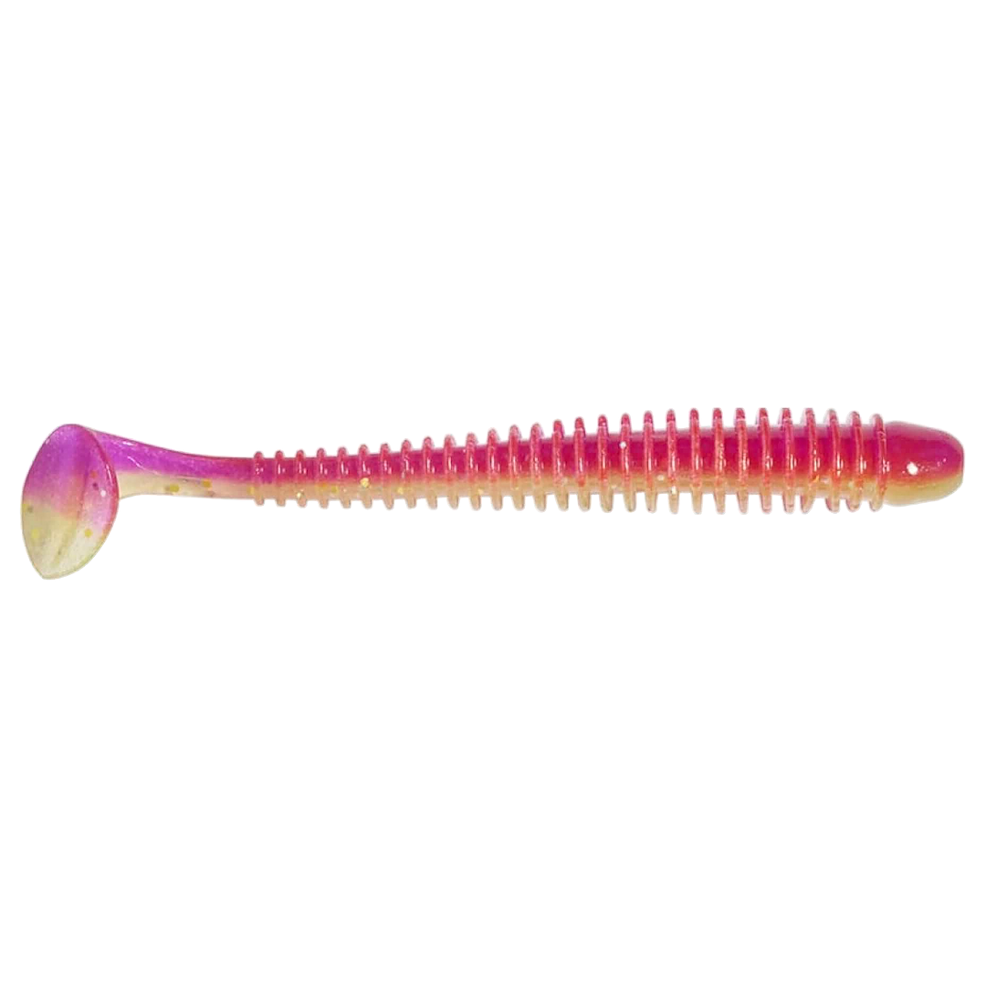 Keitech Swing Impact Jigi 4.5" Purple X Chart UV sivulta, pää oikealla