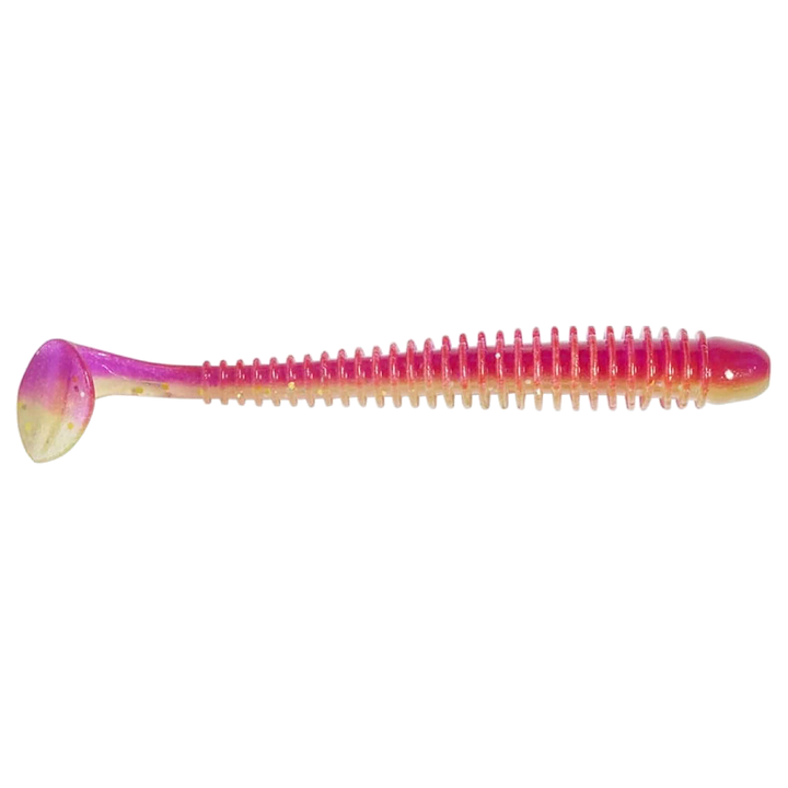 Keitech Swing Impact Jigi 4.5" Purple X Chart UV sivulta, pää oikealla