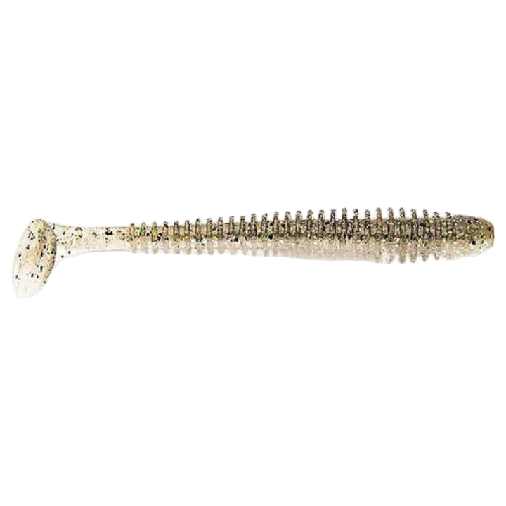 Keitech Swing Impact Jigi 4" Gold Flash Minnow sivulta, pää oikealla