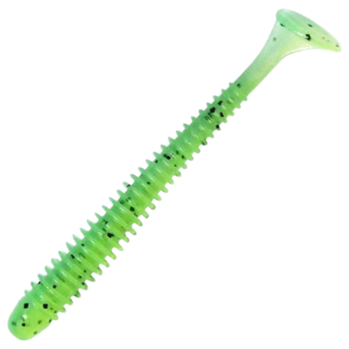 Keitech Swing Impact Jigi 4", väri Lime Chartreuse PP: vihreä selkä, kellanvihreä vatsa ja mustat pilkut