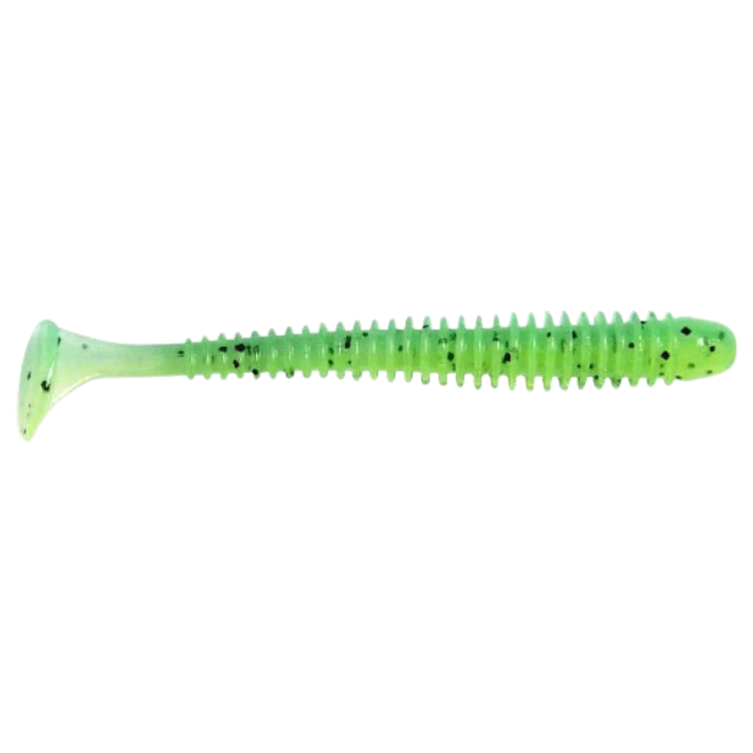 Keitech Swing Impact Jigi 4" Lime Chartreuse PP sivulta, pää oikealla