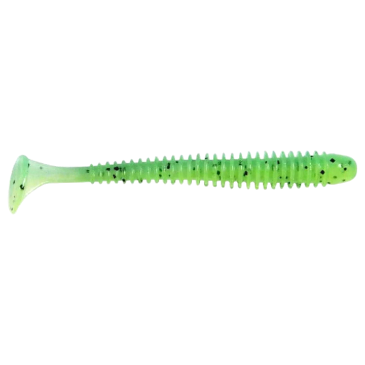 Keitech Swing Impact Jigi 4" Lime Chartreuse PP sivulta, pää oikealla
