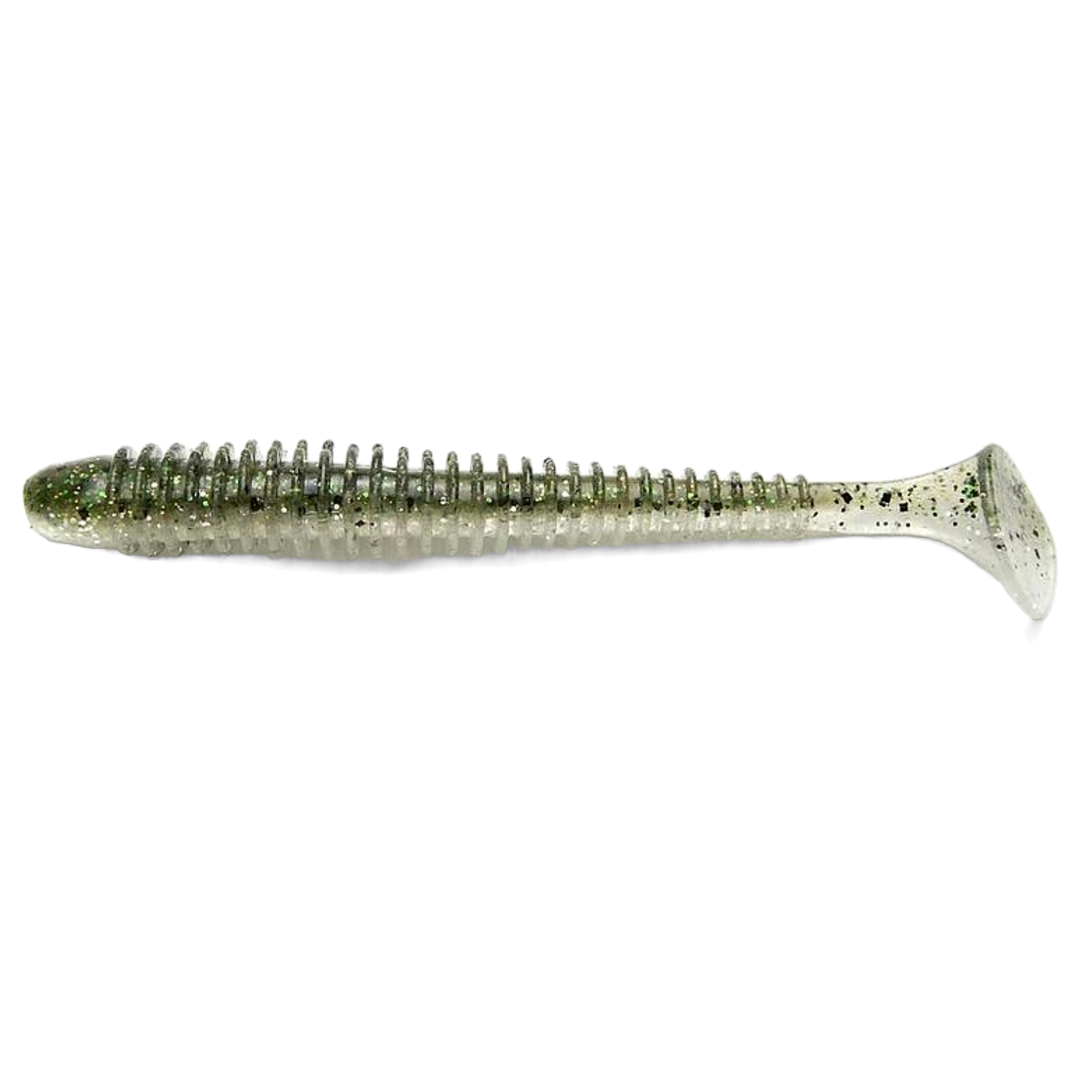 Keitech Swing Impact Jigi 4" Silver Flash Minnow sivulta, pää vasemmalla