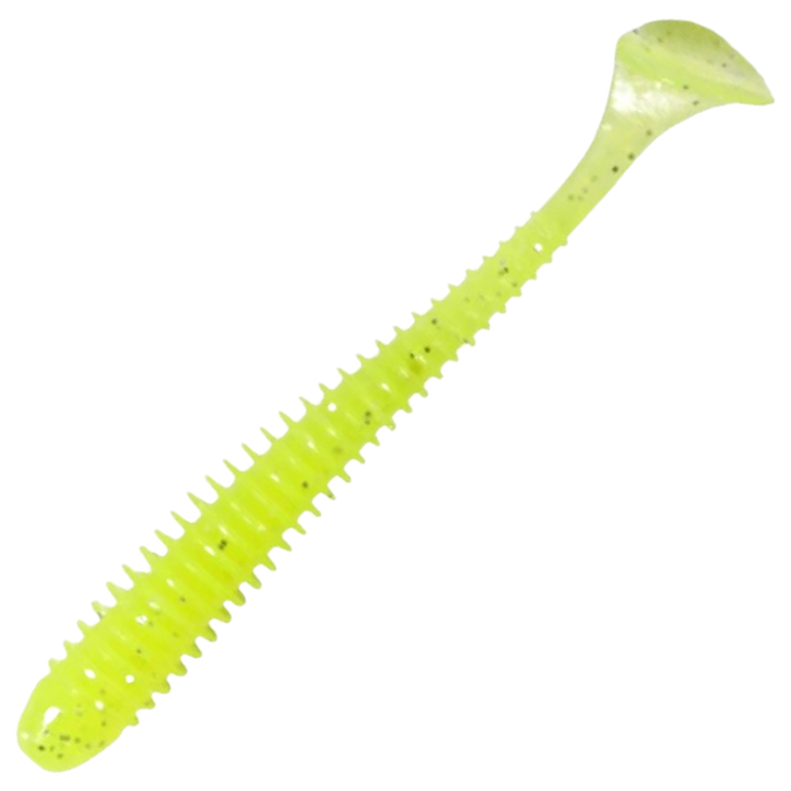 Keitech Swing Impact Jigi 4", väri Toxic Chart: kirkkaan kellanvihreä runko ja mustat pilkut