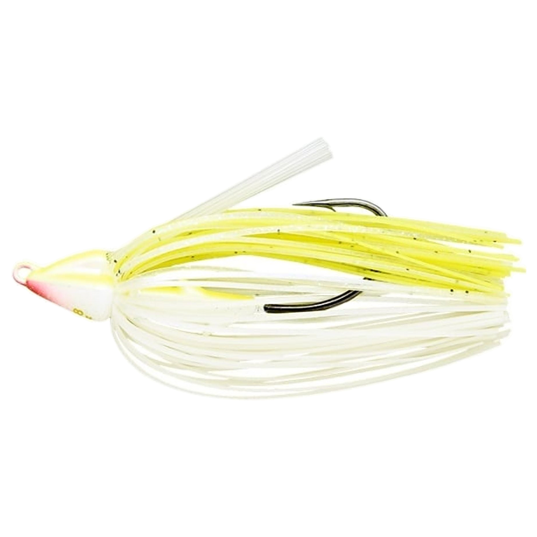 Keitech Swing Swimmer Swimbait 10.6g Chartreuse Shad sivulta, pää vasemmalla
