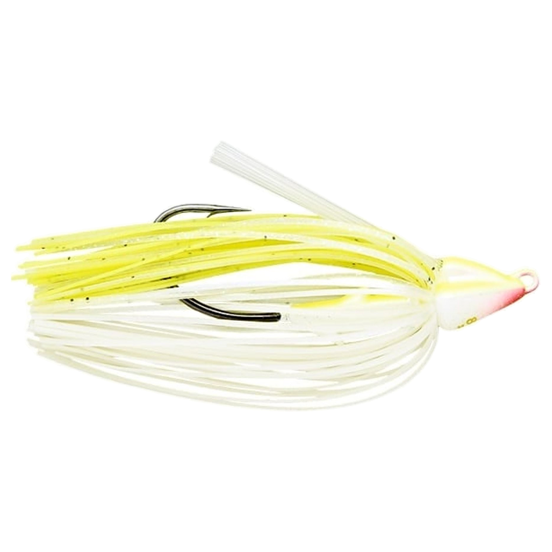 Keitech Swing Swimmer Swimbait 10.6g Chartreuse Shad sivulta, pää oikealla
