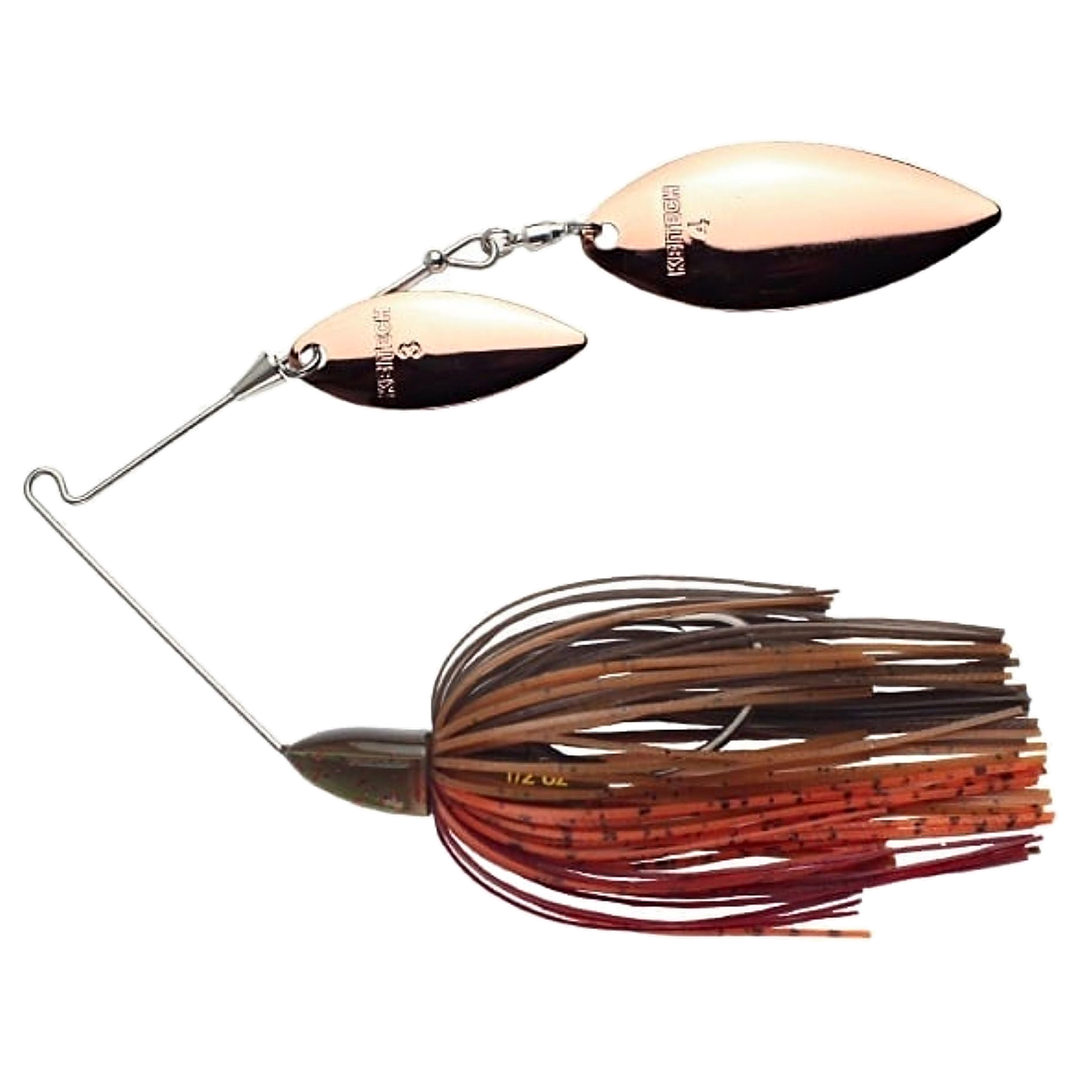 Keitech Tee Bone Double Willow Spinnerbait 14g Green Pumpkin Craw sivulta, pää vasemmalla