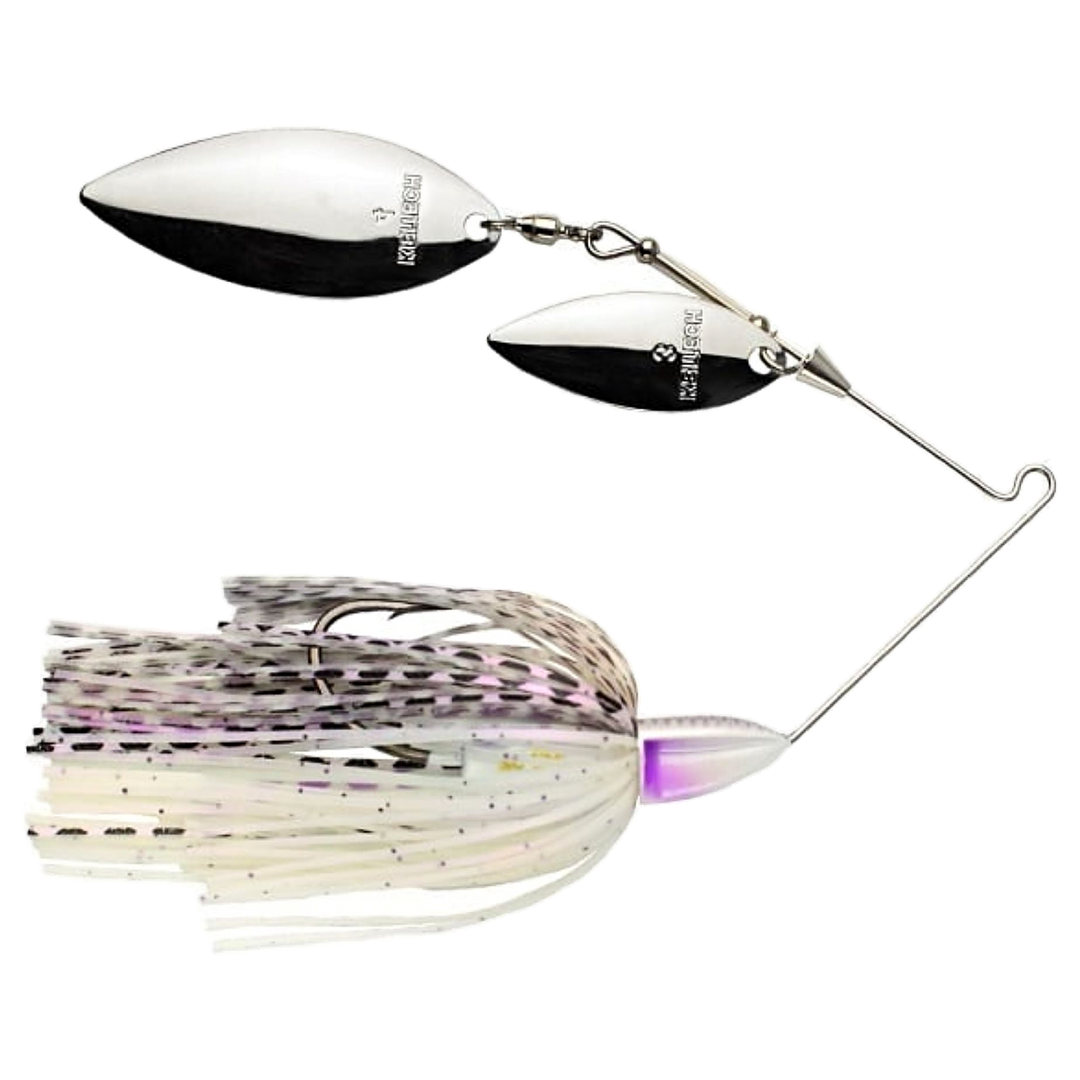 Keitech Tee Bone Double Willow Spinnerbait 14g Purple Pearl Shad sivulta, pää oikealla