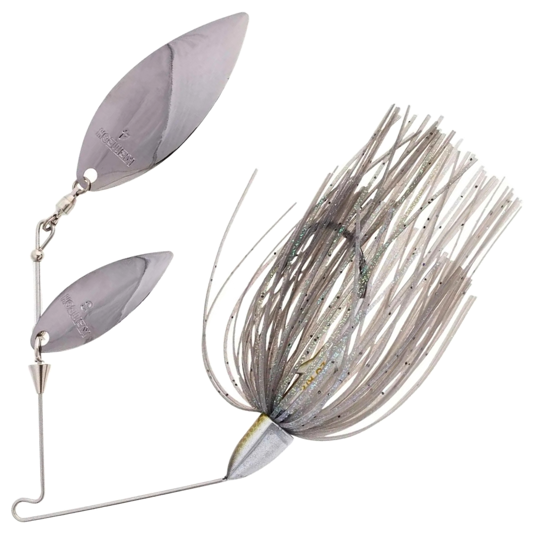 Keitech Tee Bone Double Willow Spinnerbait 14g, väri Smokin' Shad: harmaa helma ja hopeiset lavat
