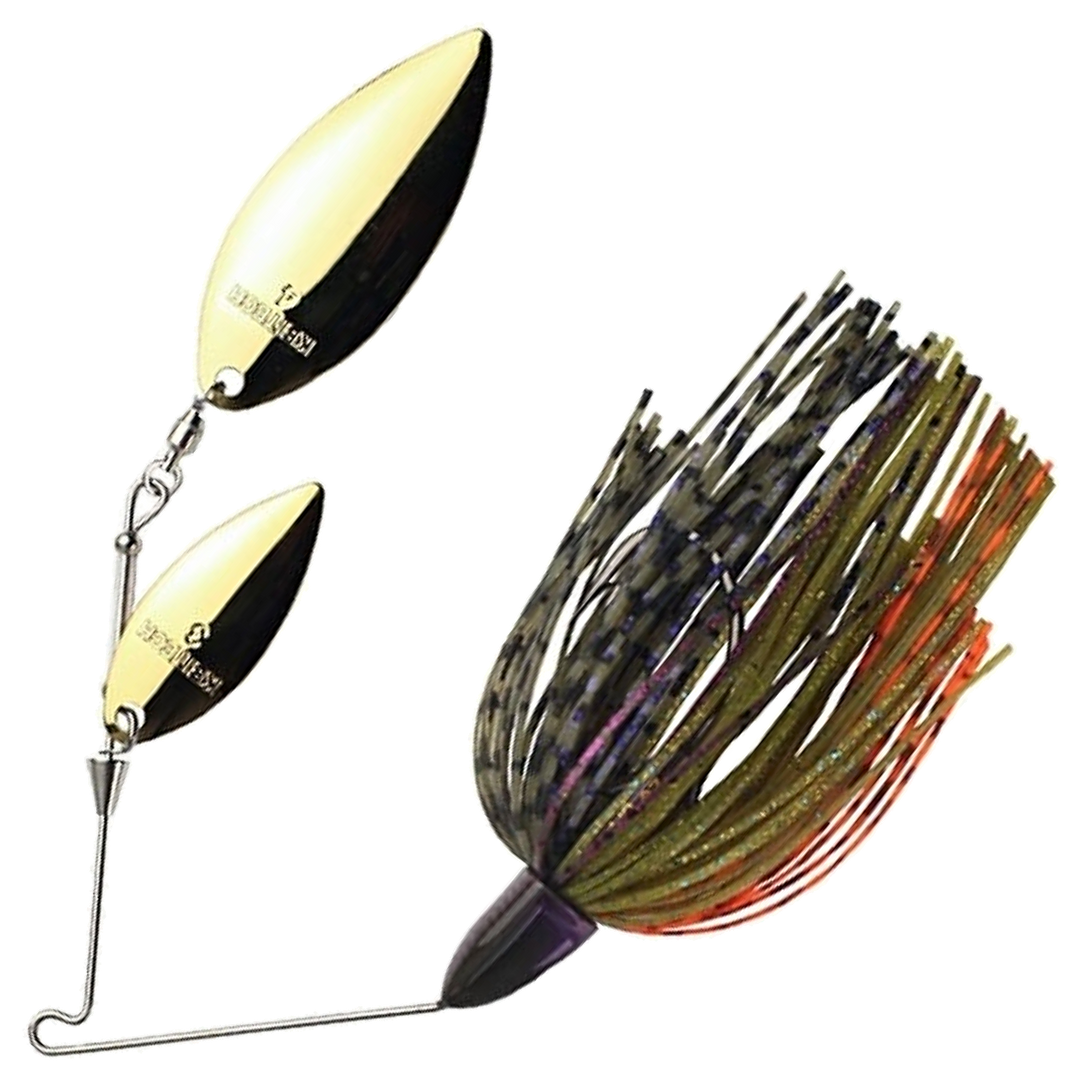Keitech Tee Bone Double Willow Spinnerbait 14g, väri SP Bluegill: vihreänruskea ja oranssi helma, kultaiset lavat
