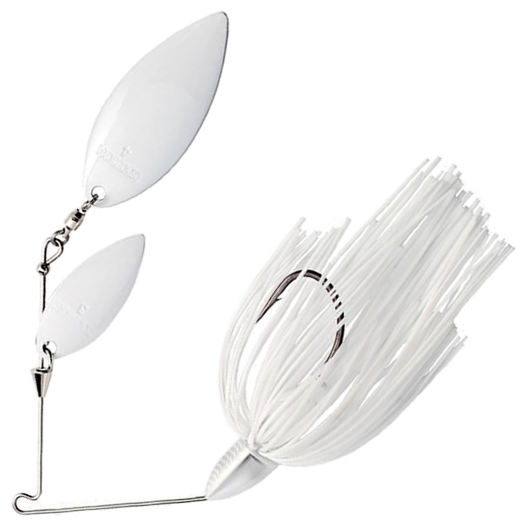 Keitech Tee Bone Double Willow Spinnerbait 14g, väri Super White: valkoinen helma ja valkoiset lavat