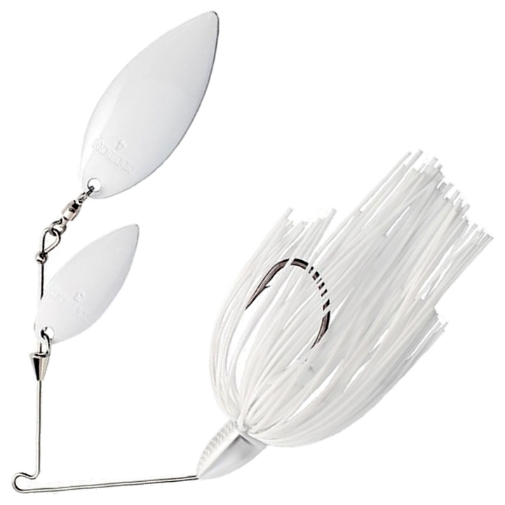 Keitech Tee Bone Double Willow Spinnerbait 14g, väri Super White: valkoinen helma ja valkoiset lavat