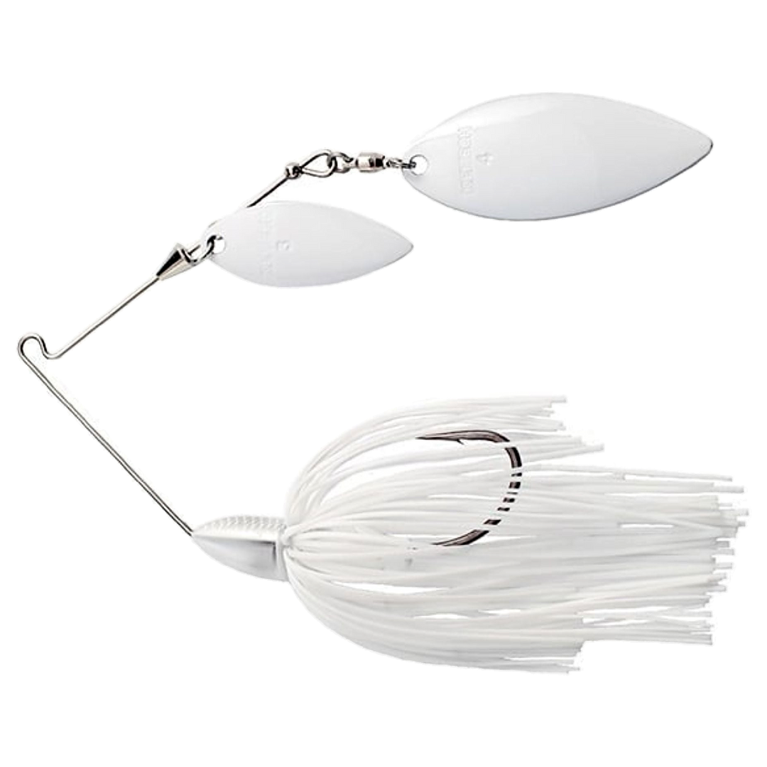 Keitech Tee Bone Double Willow Spinnerbait 14g Super White sivulta, pää vasemmalla