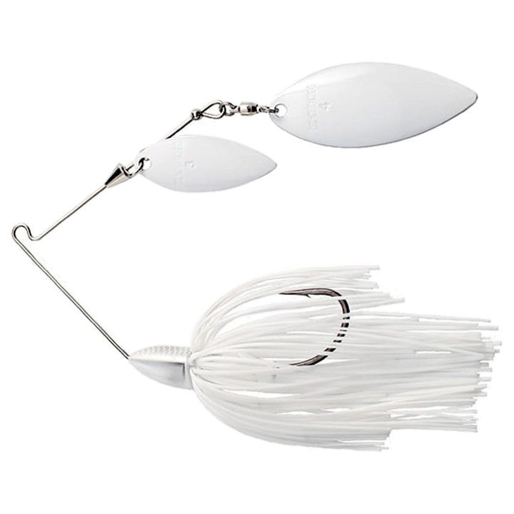 Keitech Tee Bone Double Willow Spinnerbait 14g Super White sivulta, pää vasemmalla