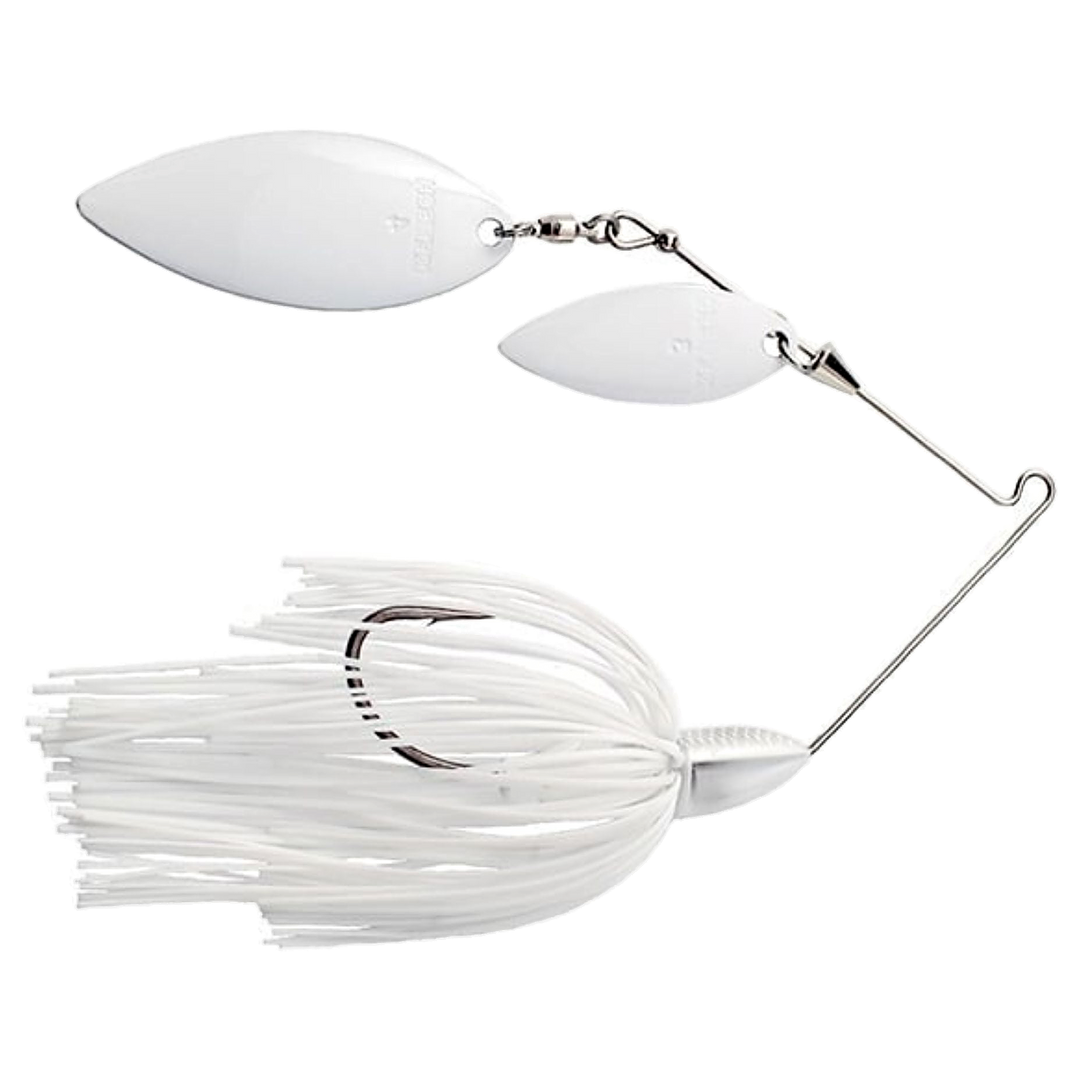 Keitech Tee Bone Double Willow Spinnerbait 14g Super White sivulta, pää oikealla