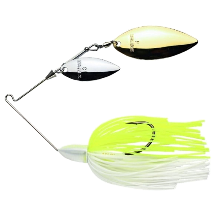 Keitech Tee Bone Double Willow Spinnerbait 14g White/Chart sivulta, pää vasemmalla