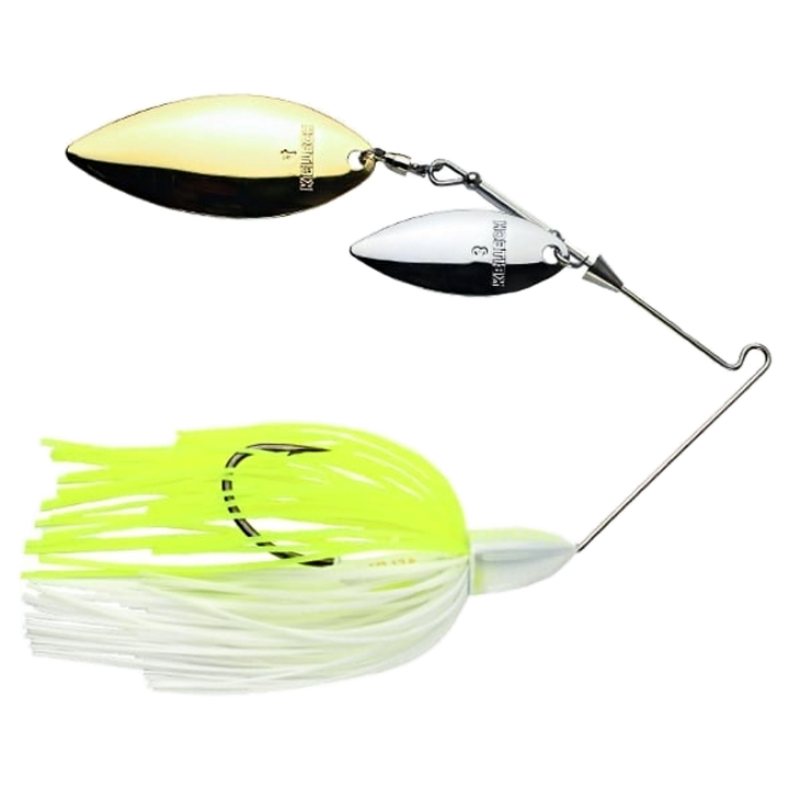 Keitech Tee Bone Double Willow Spinnerbait 14g White/Chart sivulta, pää oikealla