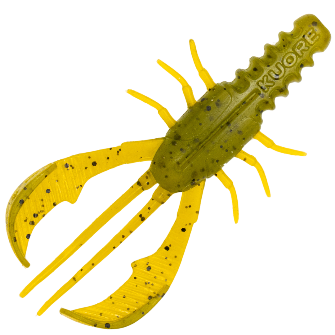 Kuore Bouncer 8.5cm 5.9g Jigi, väri Green Pumpkin: oliivinvihreä runko ja keltaiset sakset