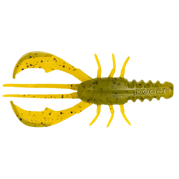 Kuore Bouncer 8.5cm 5.9g Jigi Green Pumpkin yläpuolelta, pää vasemmalla