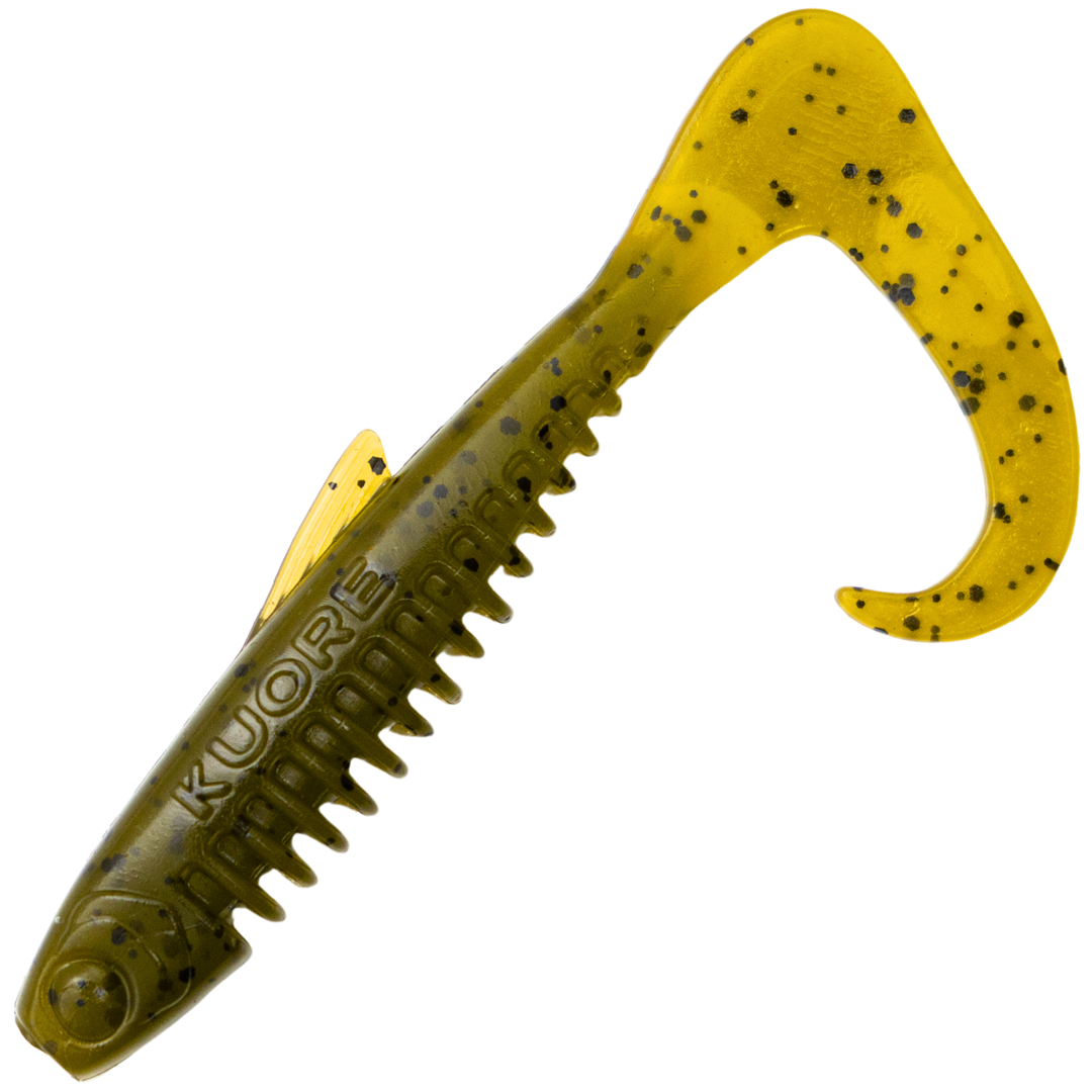 Kuore Reaper 9cm 5.5g Jigi, väri Green Pumpkin: vihertävänruskea runko ja mustat pilkut