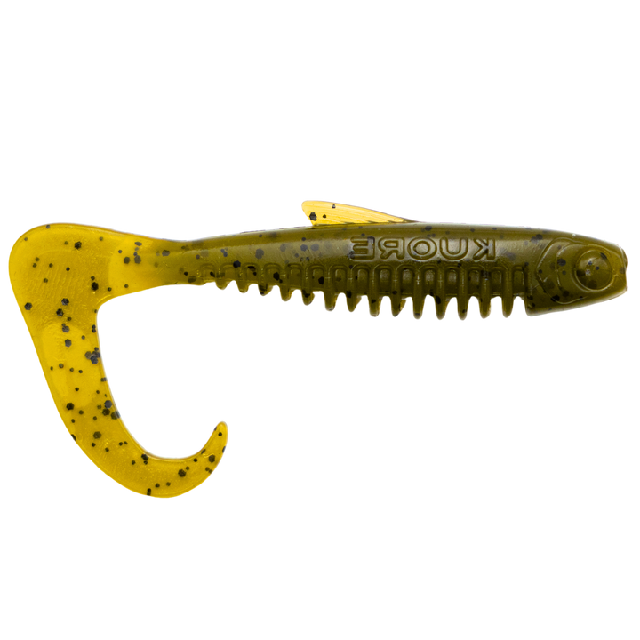 Kuore Reaper 9cm 5.5g Jigi Green Pumpkin sivulta, pää oikealla