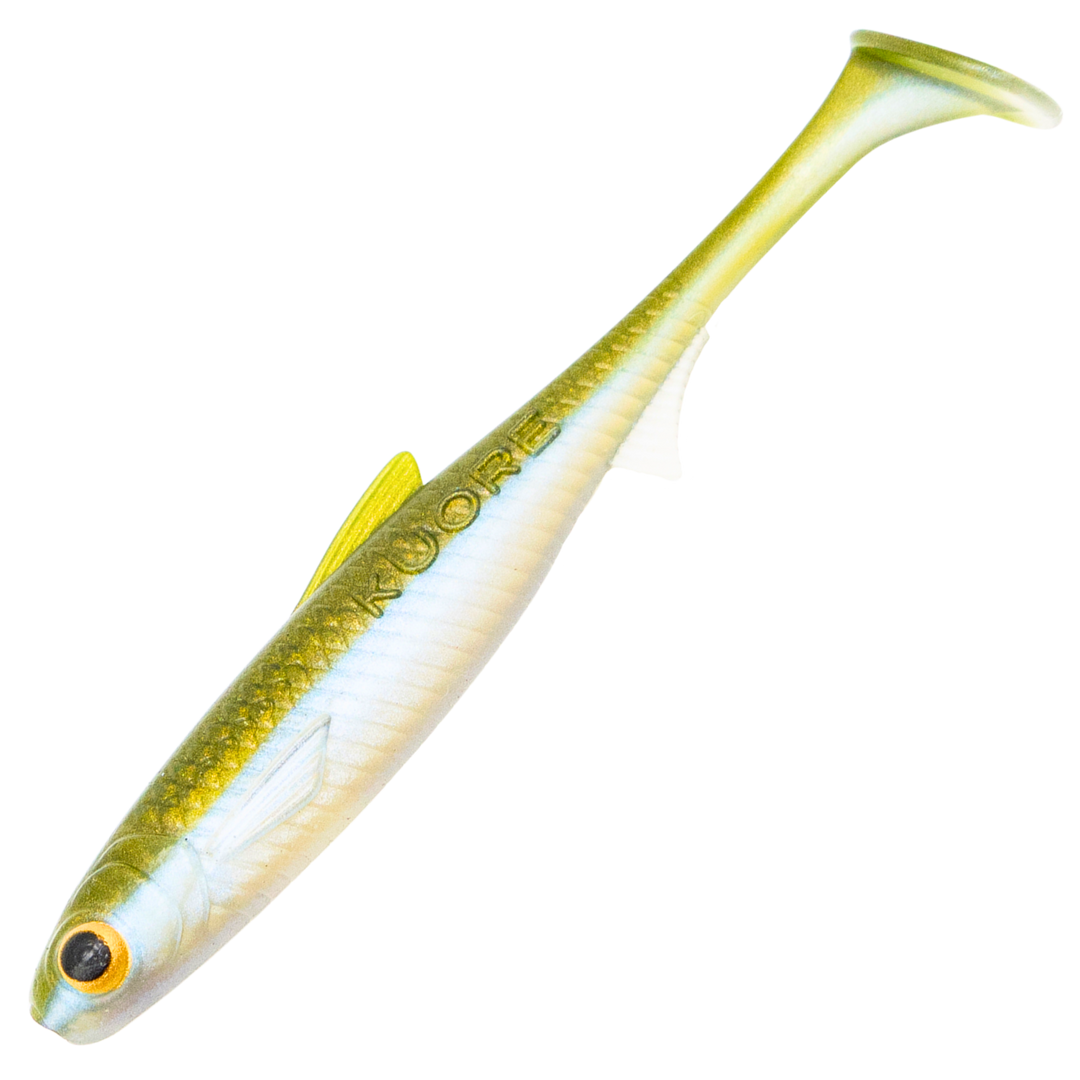 Kuore Recoil 11cm 7.6g Jigi, väri Ayu: oliivinvihreä selkä ja hopeinen kylki