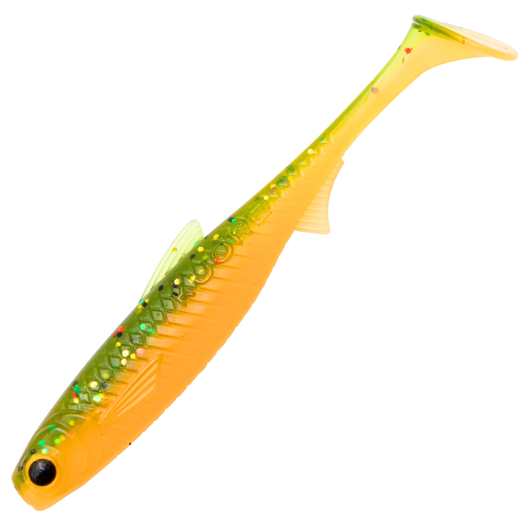 Kuore Recoil 9cm 4.2g Jigi, väri Super Perch UV: vihreä selkä ja oranssi kylki