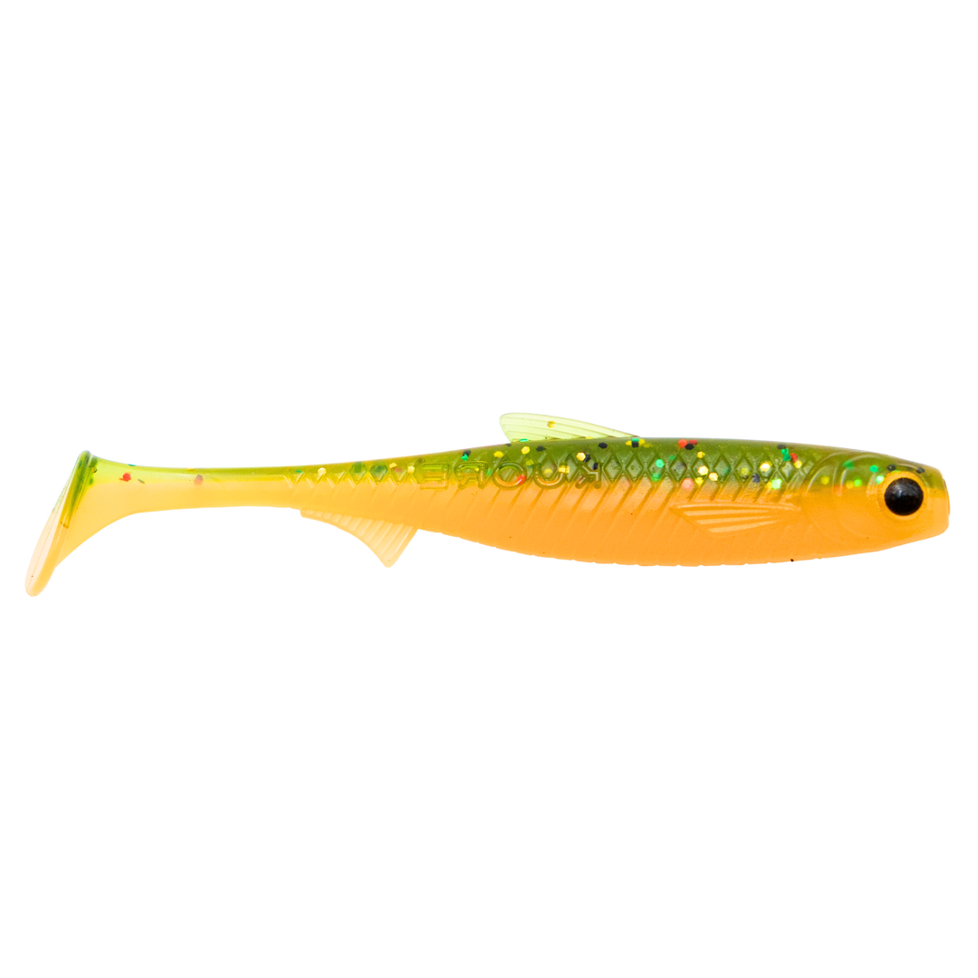 Kuore Recoil 9cm 4.2g Jigi Super Perch UV sivulta, pää oikealla