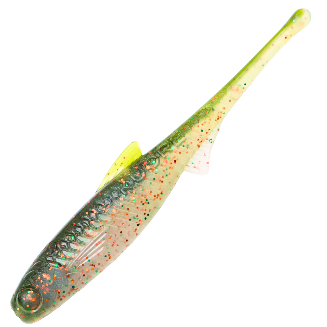 Kuore Torpedo 11cm 5g Jigi, väri Green Spark: tummanvihreä selkä, hopeinen kylki ja kellanvihreä pyrstö
