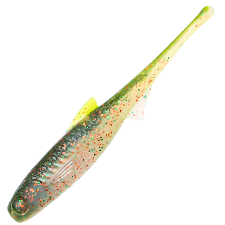 Kuore Torpedo 11cm 5g Jigi, väri Green Spark: tummanvihreä selkä, hopeinen kylki ja kellanvihreä pyrstö