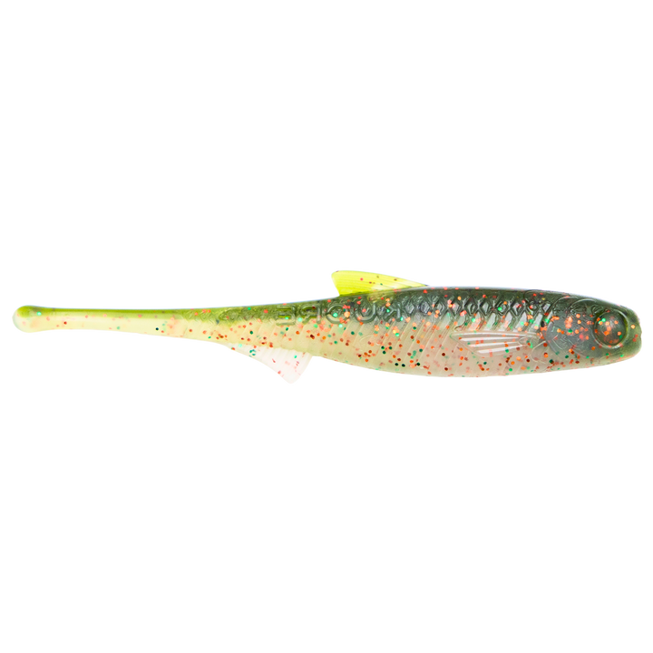 Kuore Torpedo 11cm 5g Jigi Green Spark sivulta, pää oikealla