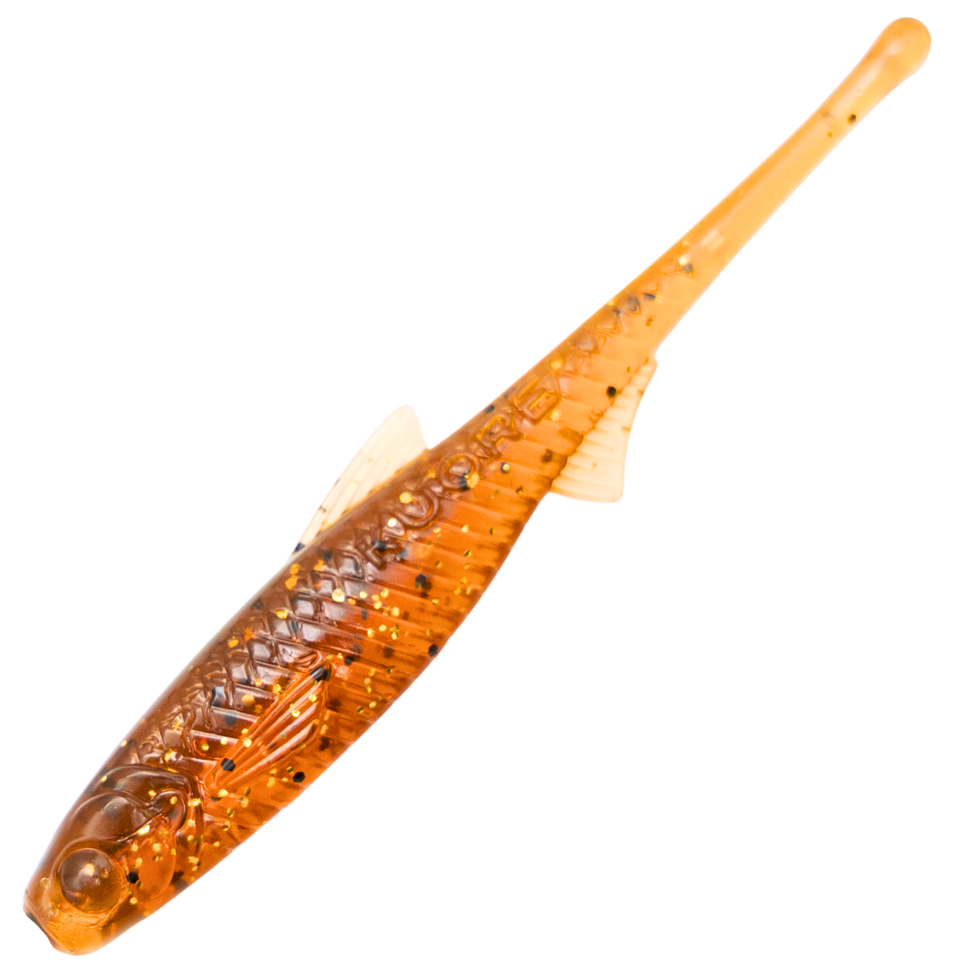 Kuore Torpedo 11cm 5g Jigi, väri Motor Oil UV: läpikuultava oranssi runko ja mustat hileet