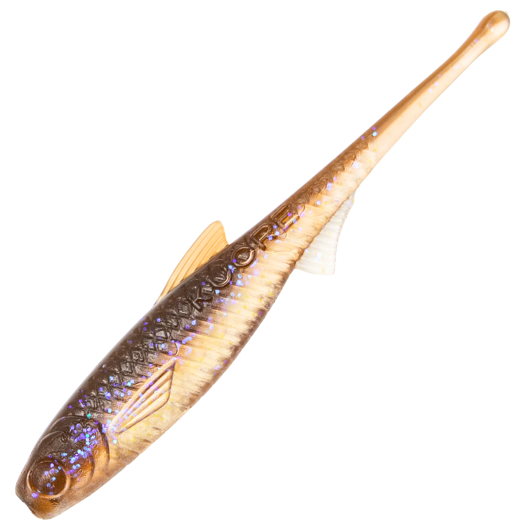 Kuore Torpedo 9cm 3.1g Jigi, väri Electric Shad: ruskea selkä ja vaaleanpunertava hopeinen kylki
