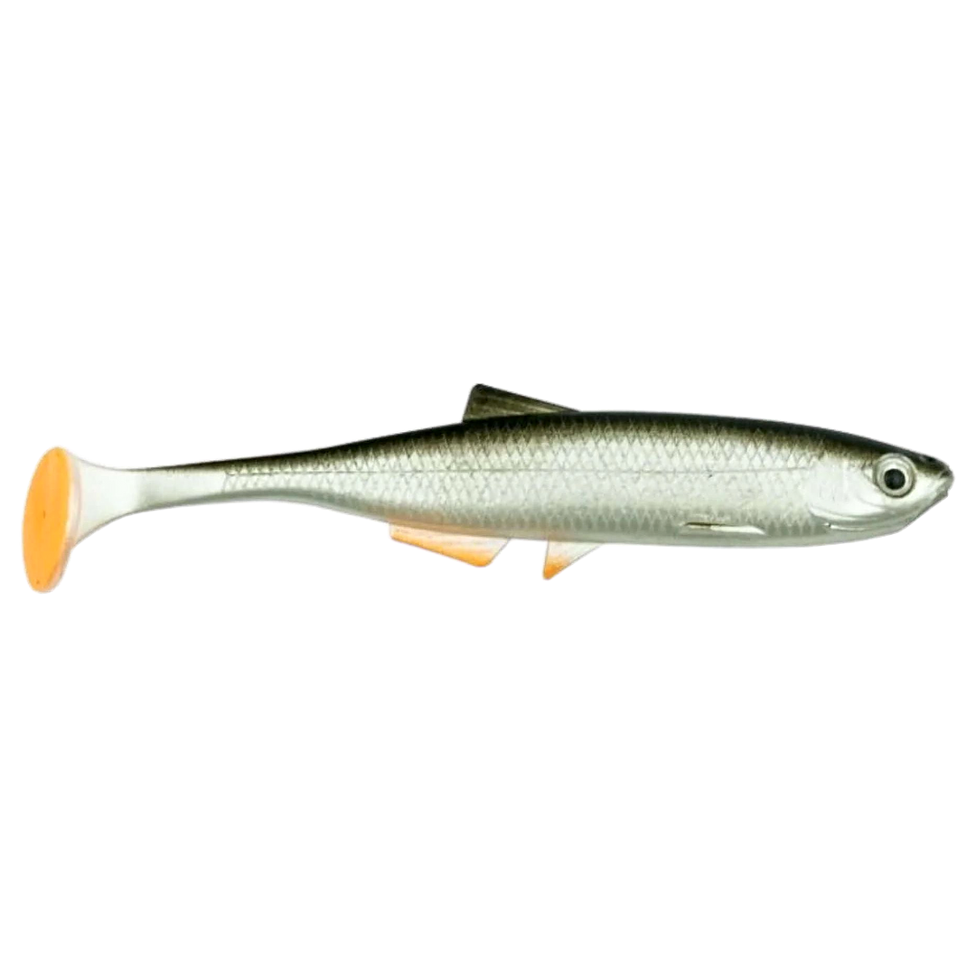 LMAB KØFI Bleak Shad Jigi 6cm Real Roach sivulta, pää oikealla