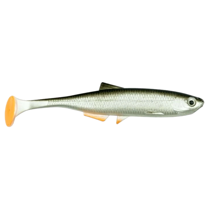 LMAB KØFI Bleak Shad Jigi 6cm Real Roach sivulta, pää oikealla