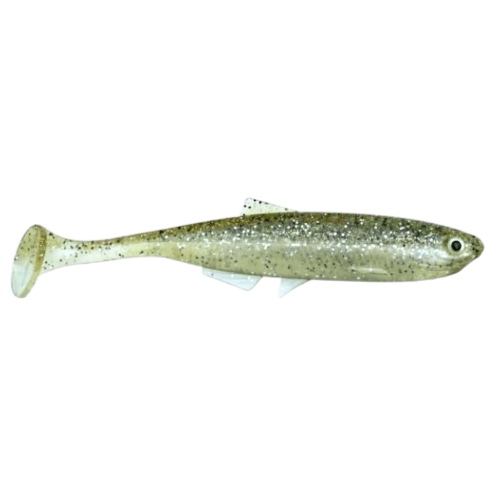 LMAB KØFI Bleak Shad Jigi 9cm Champagne sivulta, pää oikealla
