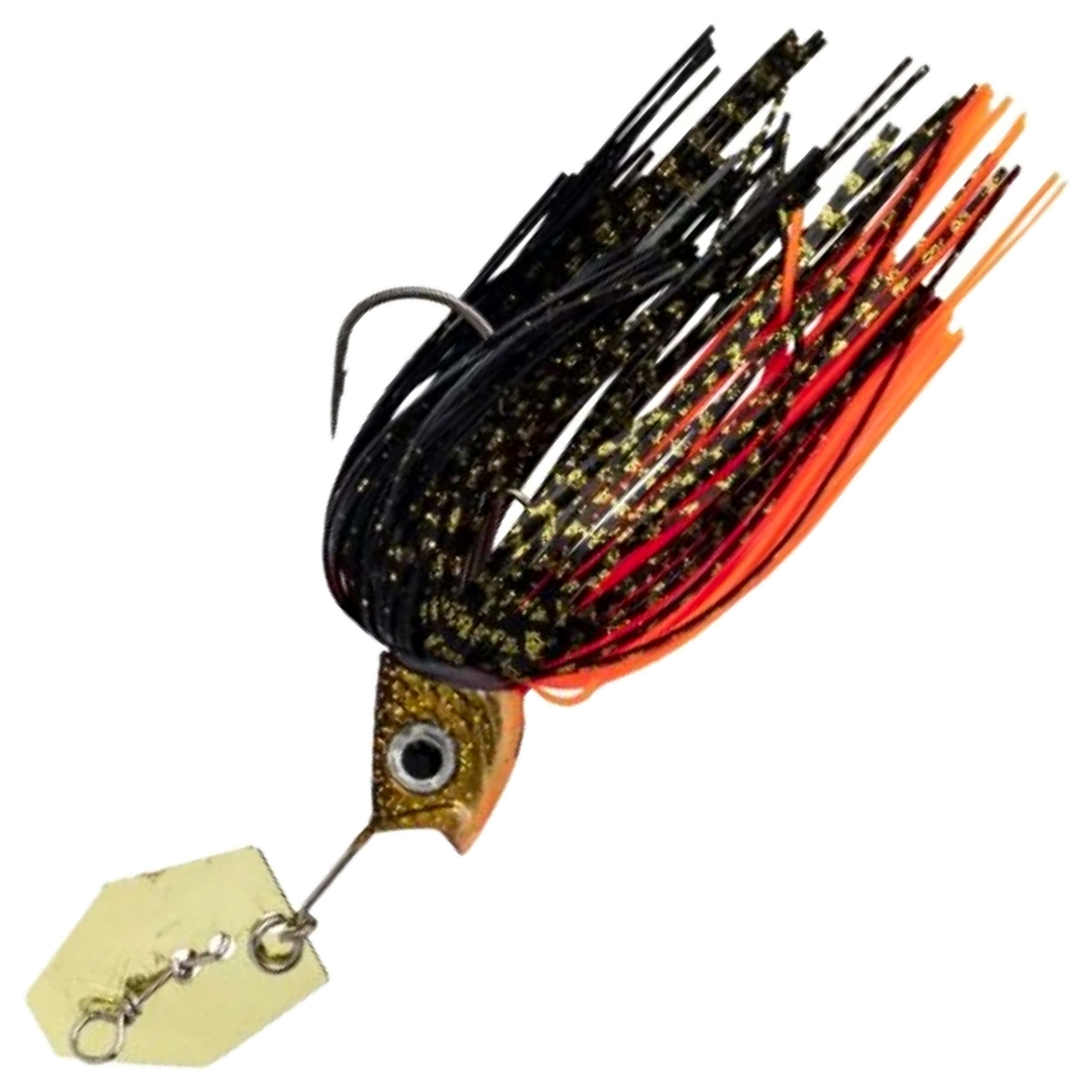 LMAB KØFI Multi Vibe Chatterbait 10g, väri Real Bleak: kullanvärinen pää, musta, kultainen ja oranssi helma, vaalea lapa