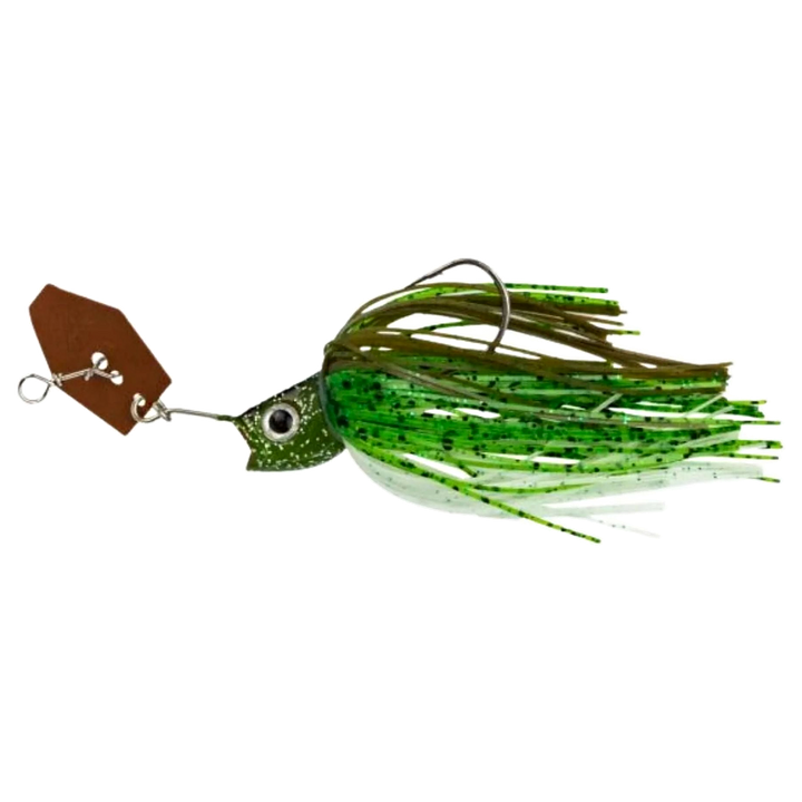 LMAB KØFI Multi Vibe Chatterbait 10g Green Pumpkin sivulta, pää vasemmalla
