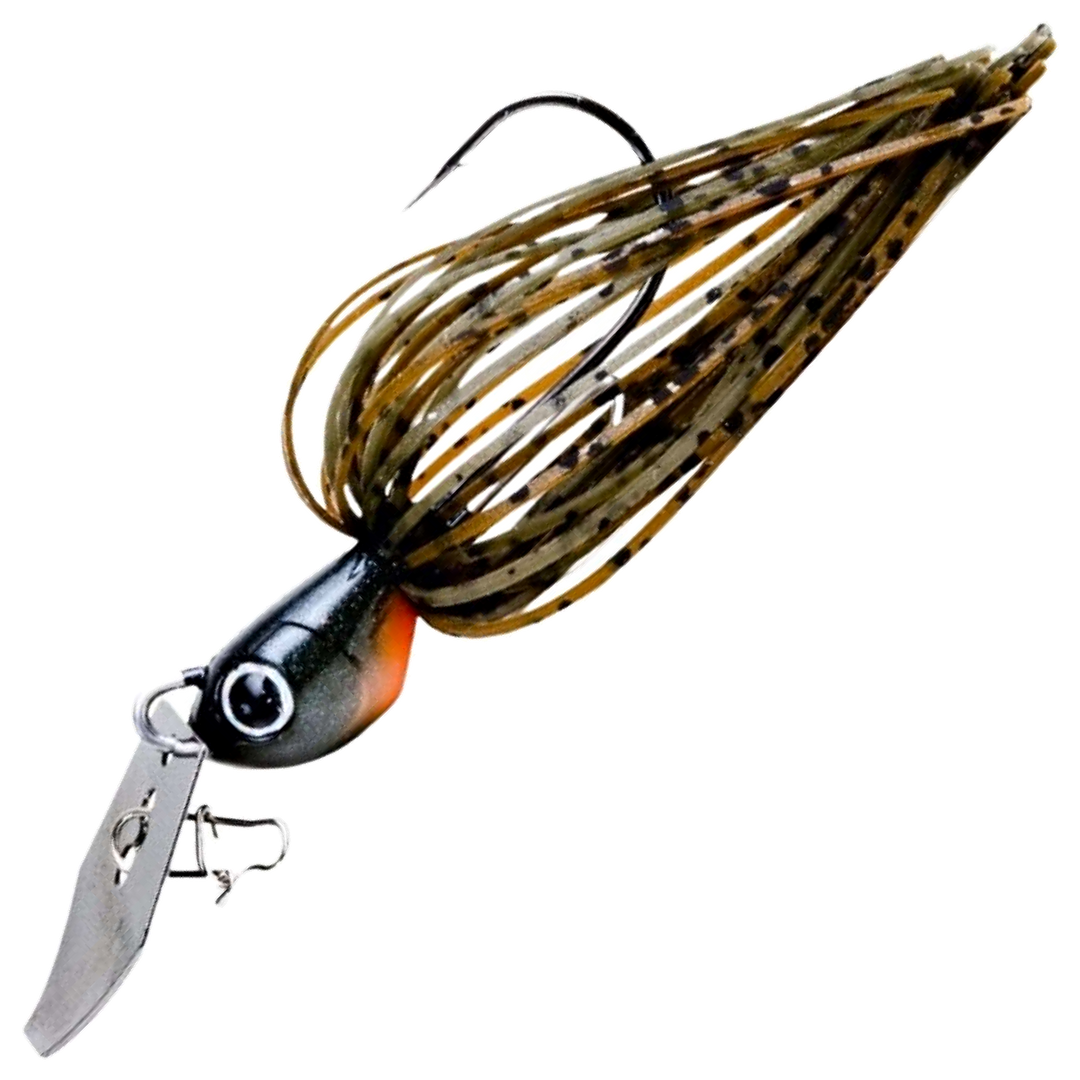 Noike Kaishin ChatterBlade 10.5g, väri Greenpumpkin: tummanharmaa pää, vihertävänruskea helma mustin pilkuin, hopeinen lapa