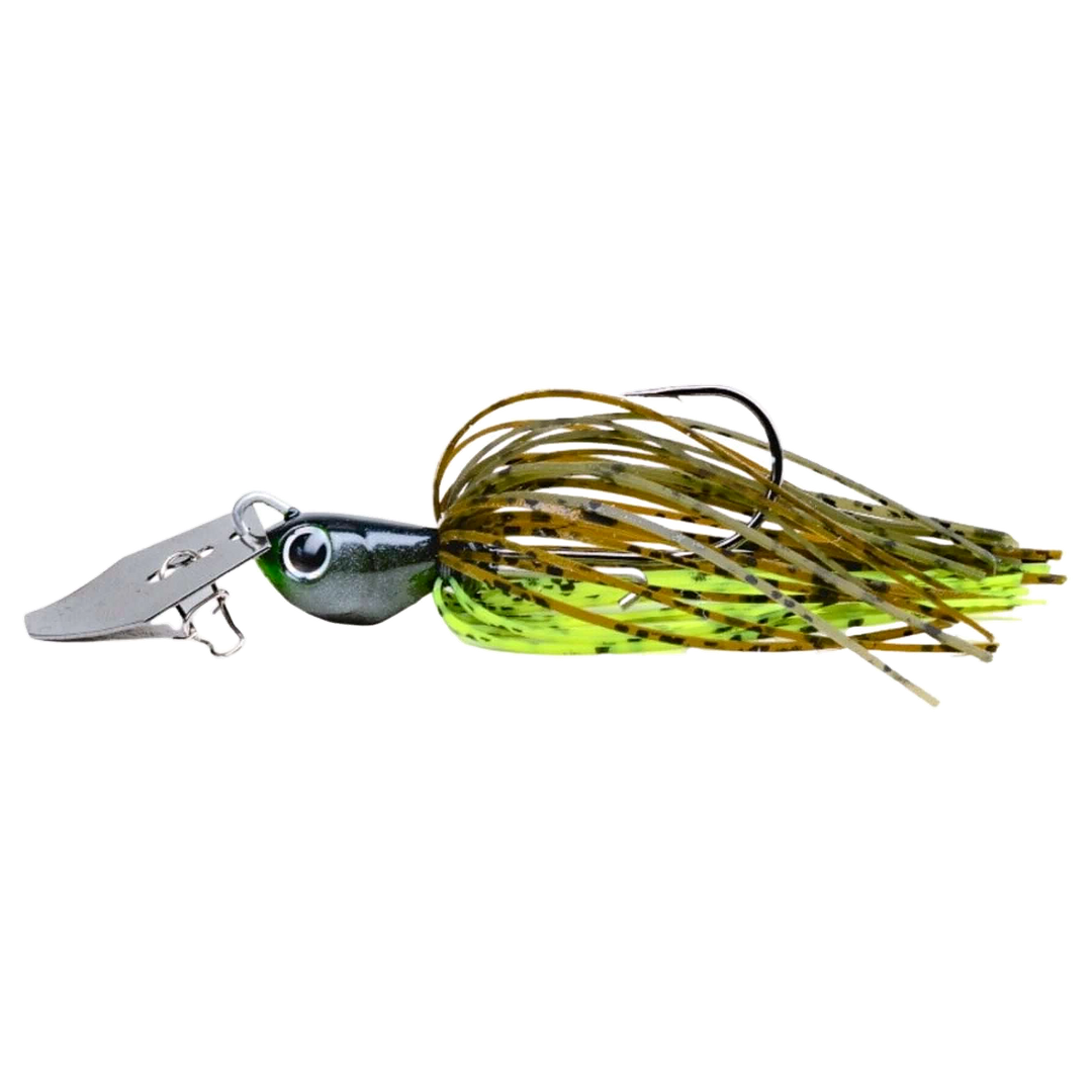 Noike Kaishin ChatterBlade 10.5g Greenpumpkin/Chartreuse sivulta, pää vasemmalla