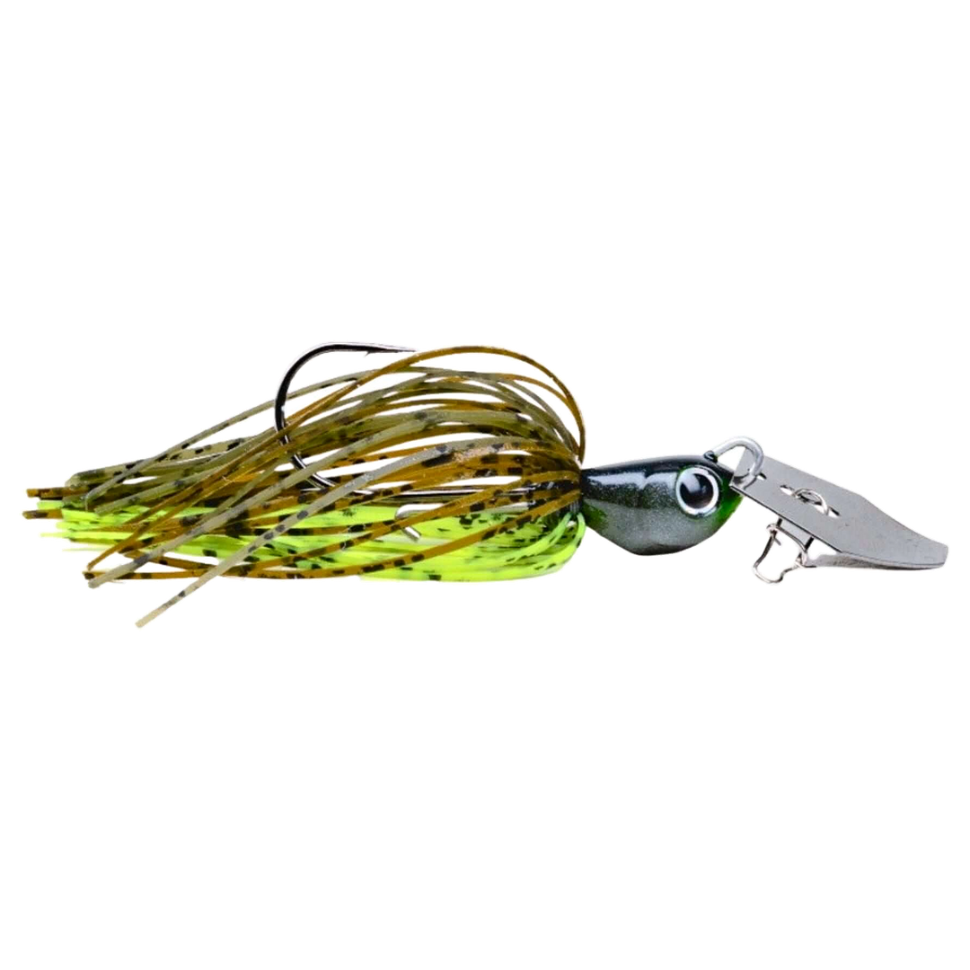 Noike Kaishin ChatterBlade 10.5g Greenpumpkin/Chartreuse sivulta, pää oikealla