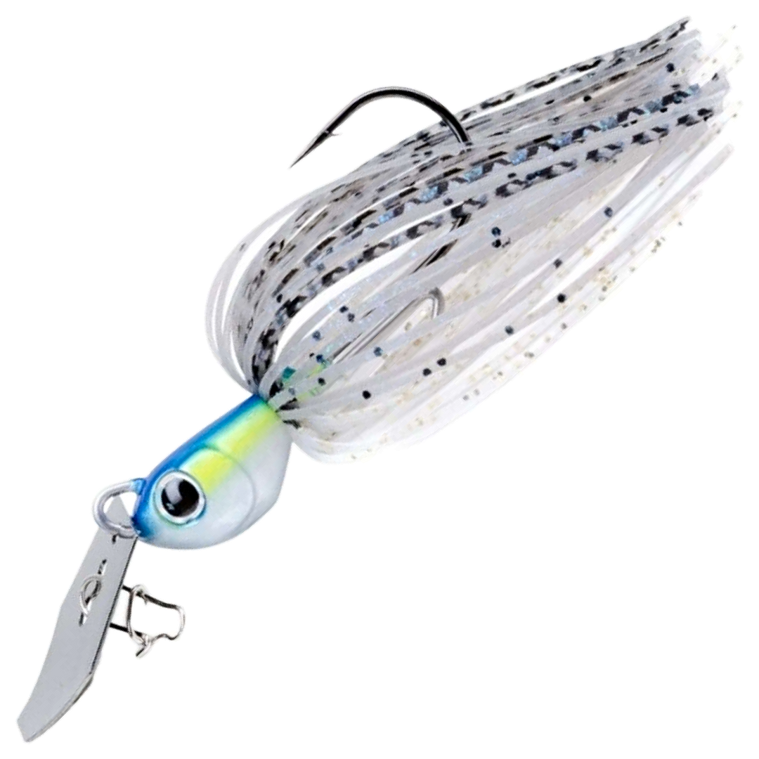Noike Kaishin ChatterBlade 10.5g, väri Sexy Blue Shad: sininen pää, harmaa ja valkoinen helma mustin pilkuin, hopeinen lapa