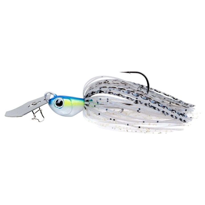 Noike Kaishin ChatterBlade 10.5g Sexy Blue Shad sivulta, pää vasemmalla