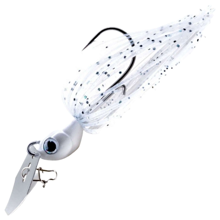 Noike Kaishin ChatterBlade 10.5g, väri White: valkoinen pää ja helma, mustat pilkut, hopeinen lapa