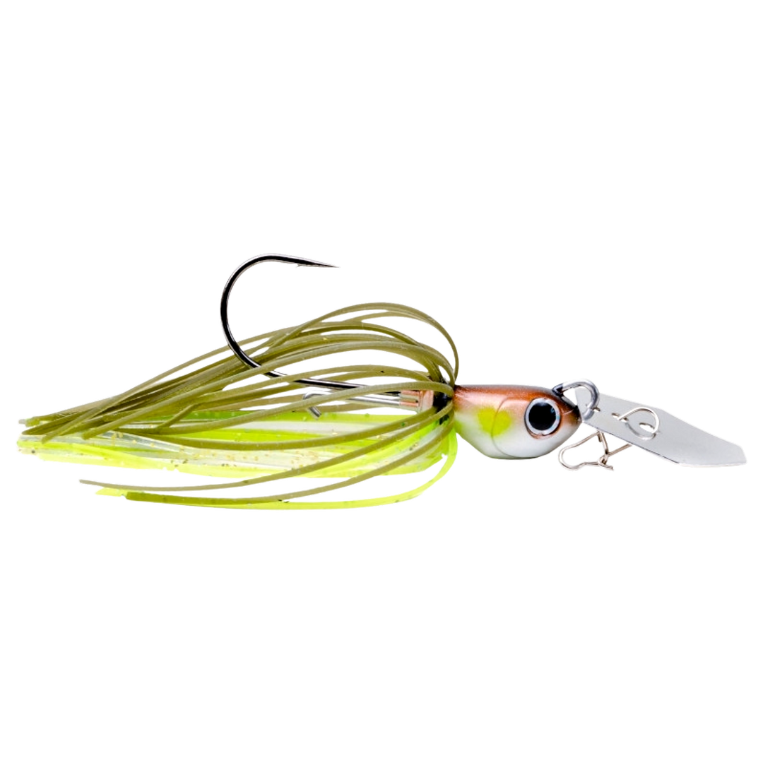 Noike Tiny Kaishin ChatterBlade 7g Chartreuse Ayu sivulta, pää oikealla